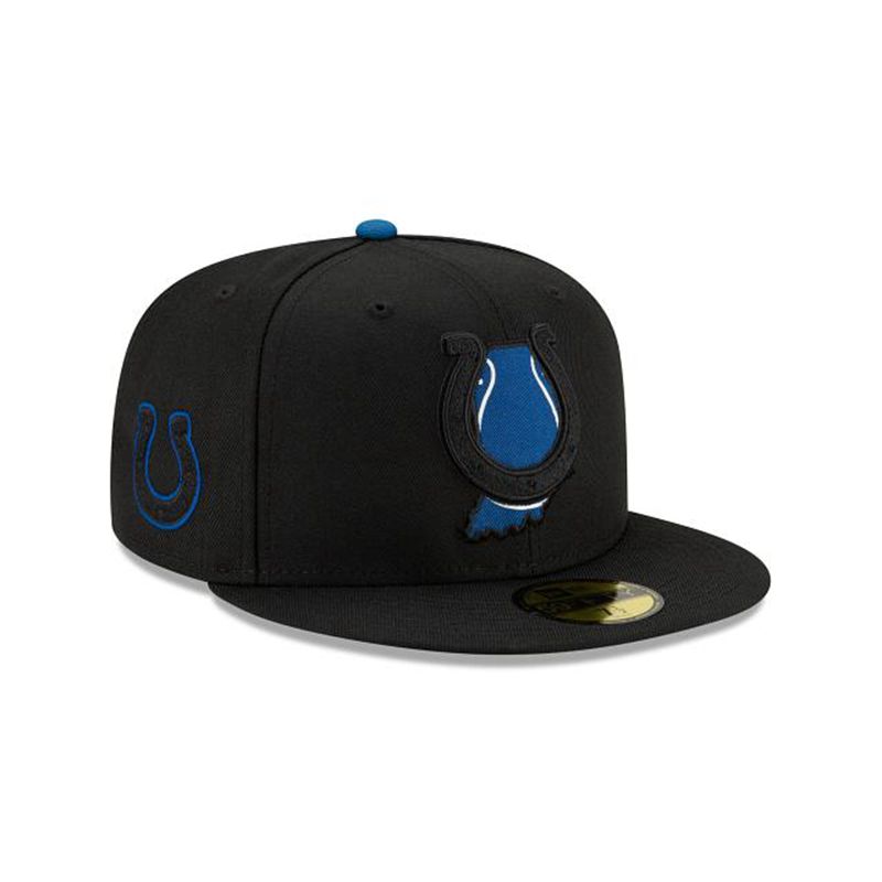 NFL Indianapolis Colts State Logo Reflect 59Fifty Fitted (IWU7645) - Black New Era Caps